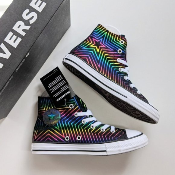 Converse Shoes - Converse CTAS Hi Black/White/Black Rainbow Women's 6
